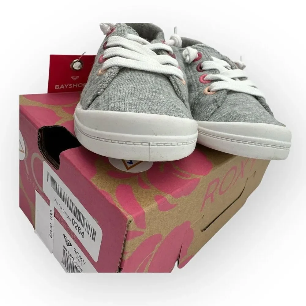 NWT Roxy Kids RG Bayshore III Textile Lace Up Sneaker Shoes Gray Size 12